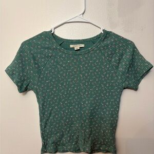 American Eagle Outfitters Teal Floral Crop Top